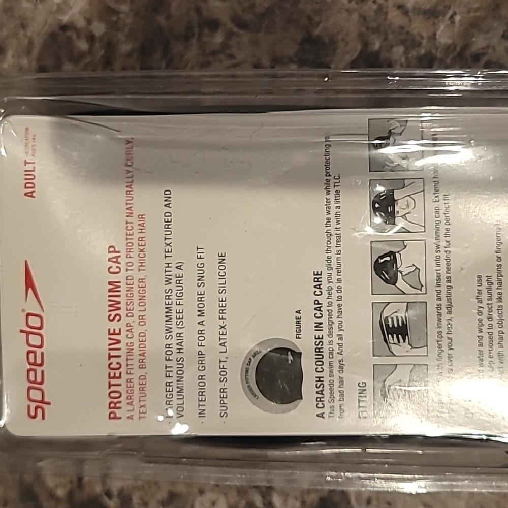 Speedo Black Performance Protective Swim Cap Adult New In Box - Picture 3 of 3